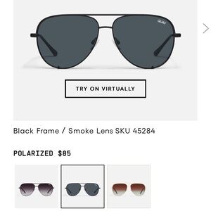 NWT Quay High Key Mini Aviator Sunglasses - Black Frame/Smoke Lens